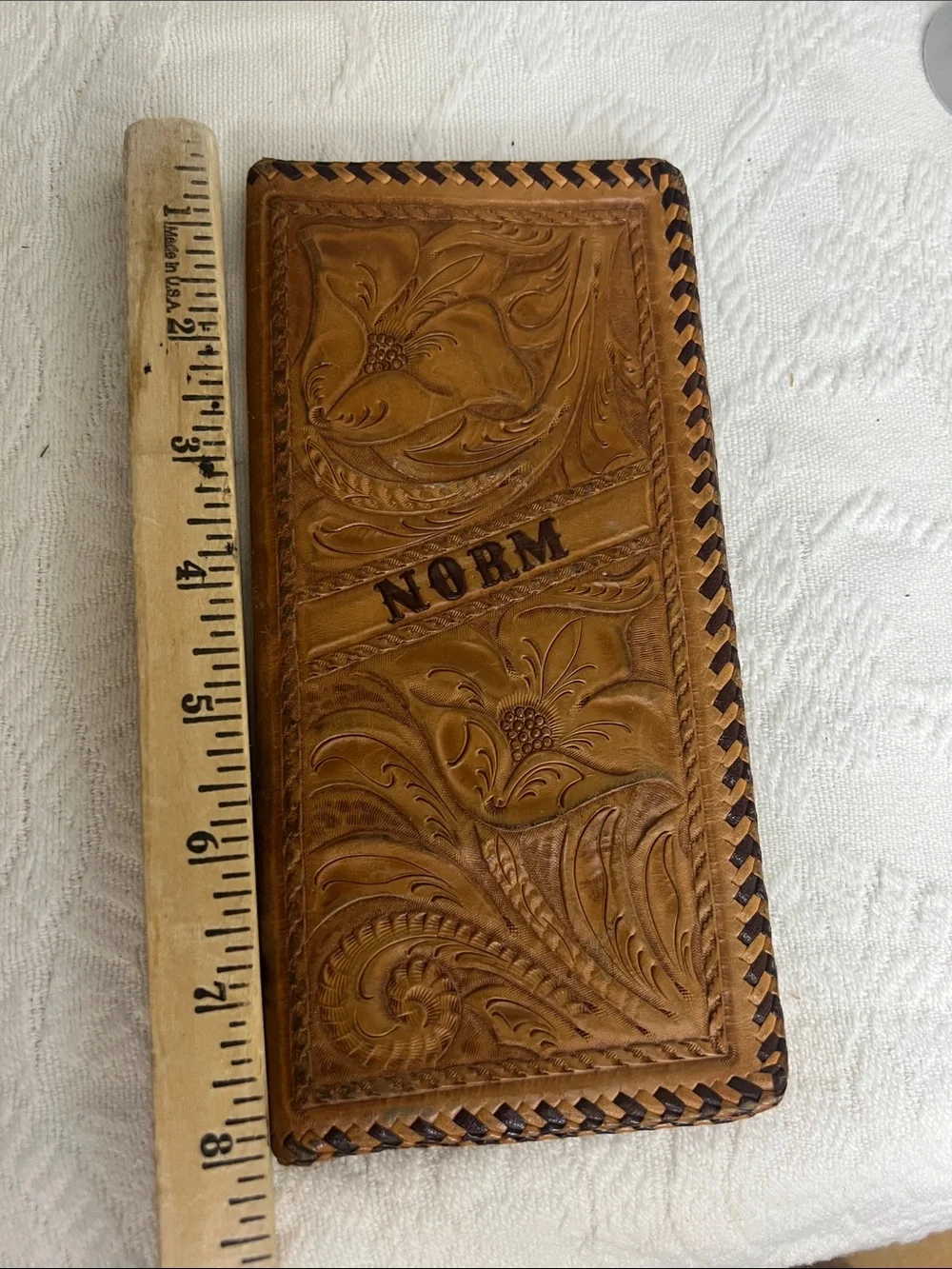 Personalized Brown Leather Hand Tooled Wallet - 